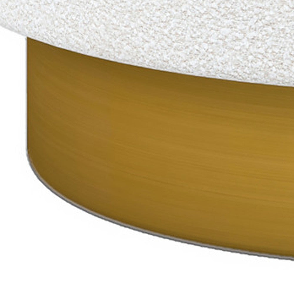White & Gold Boucle Swivel Barrel Chair