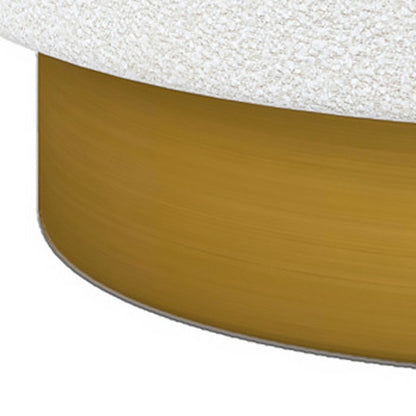 White & Gold Boucle Swivel Barrel Chair