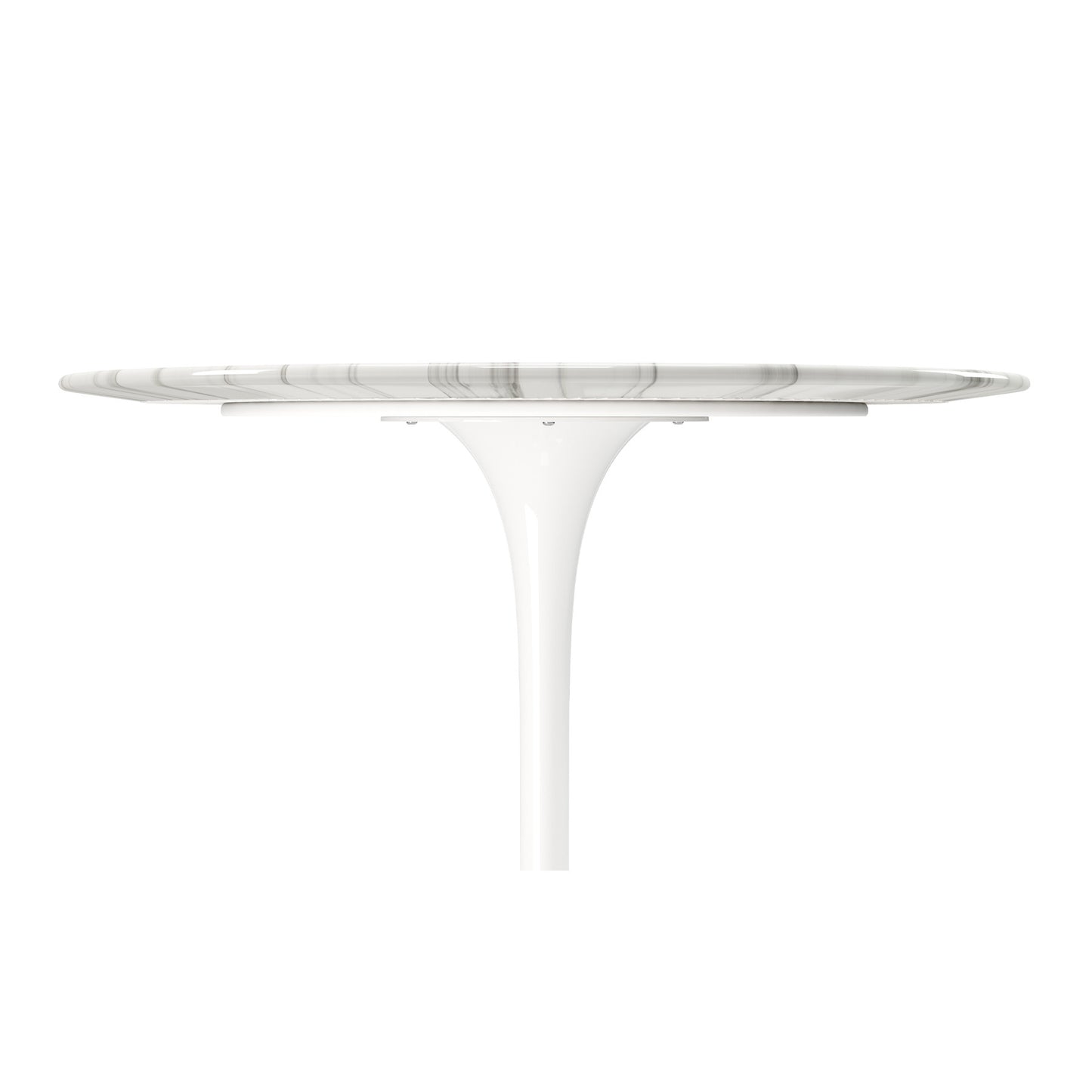 White Rounded Marble And Metal Pedestal Base Dining Table