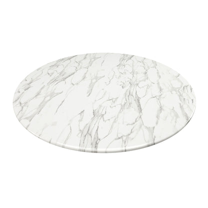 White Rounded Marble And Metal Pedestal Base Dining Table