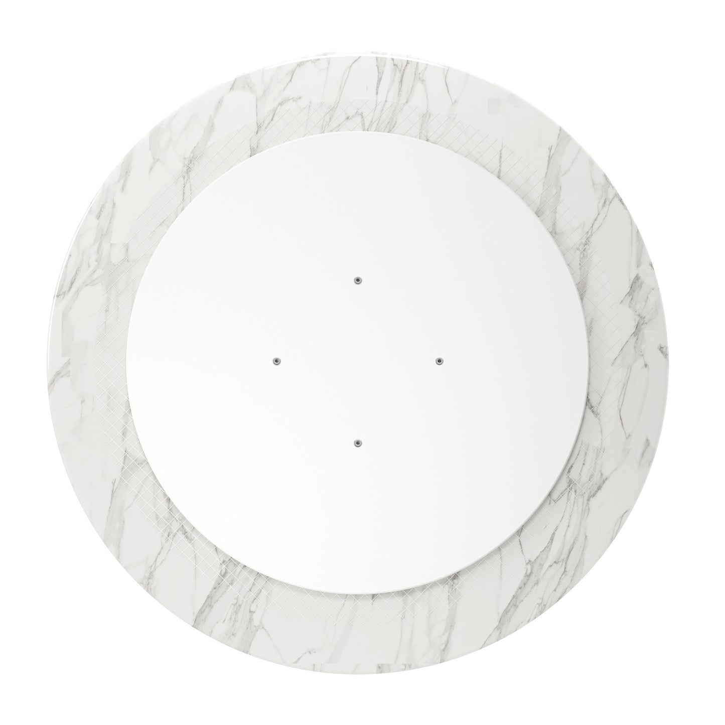 White Rounded Marble And Metal Pedestal Base Dining Table