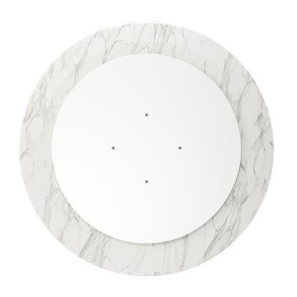 White Rounded Marble And Metal Pedestal Base Dining Table