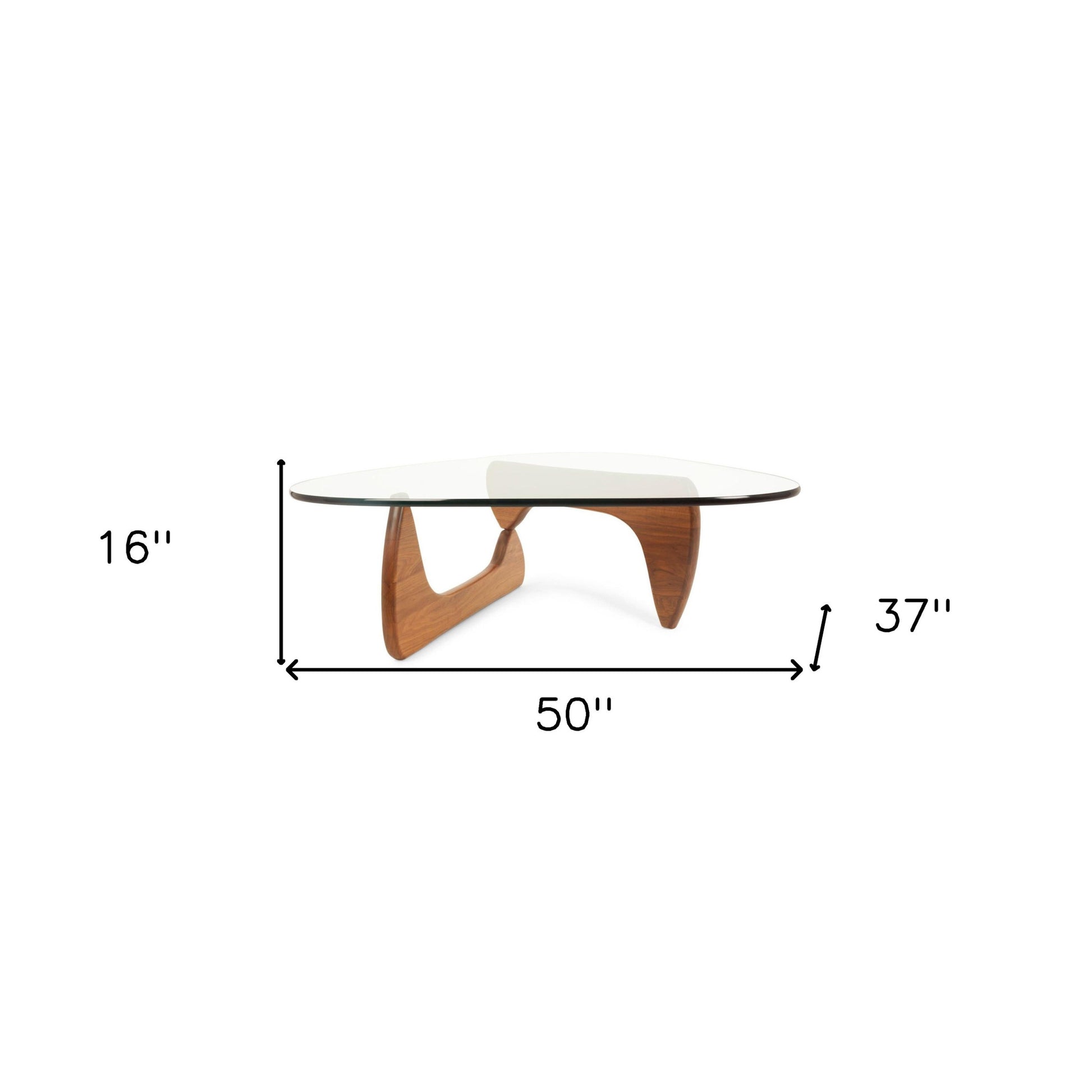 Clear & Brown Glass & Solid Wood Triangle Coffee Table image 6