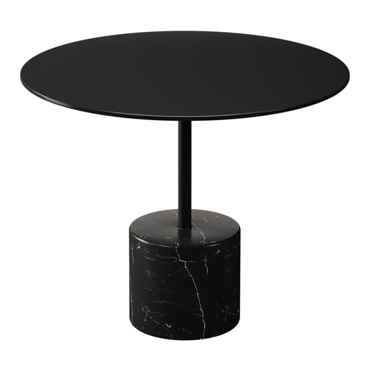Black Steel & Stone Round Coffee Table