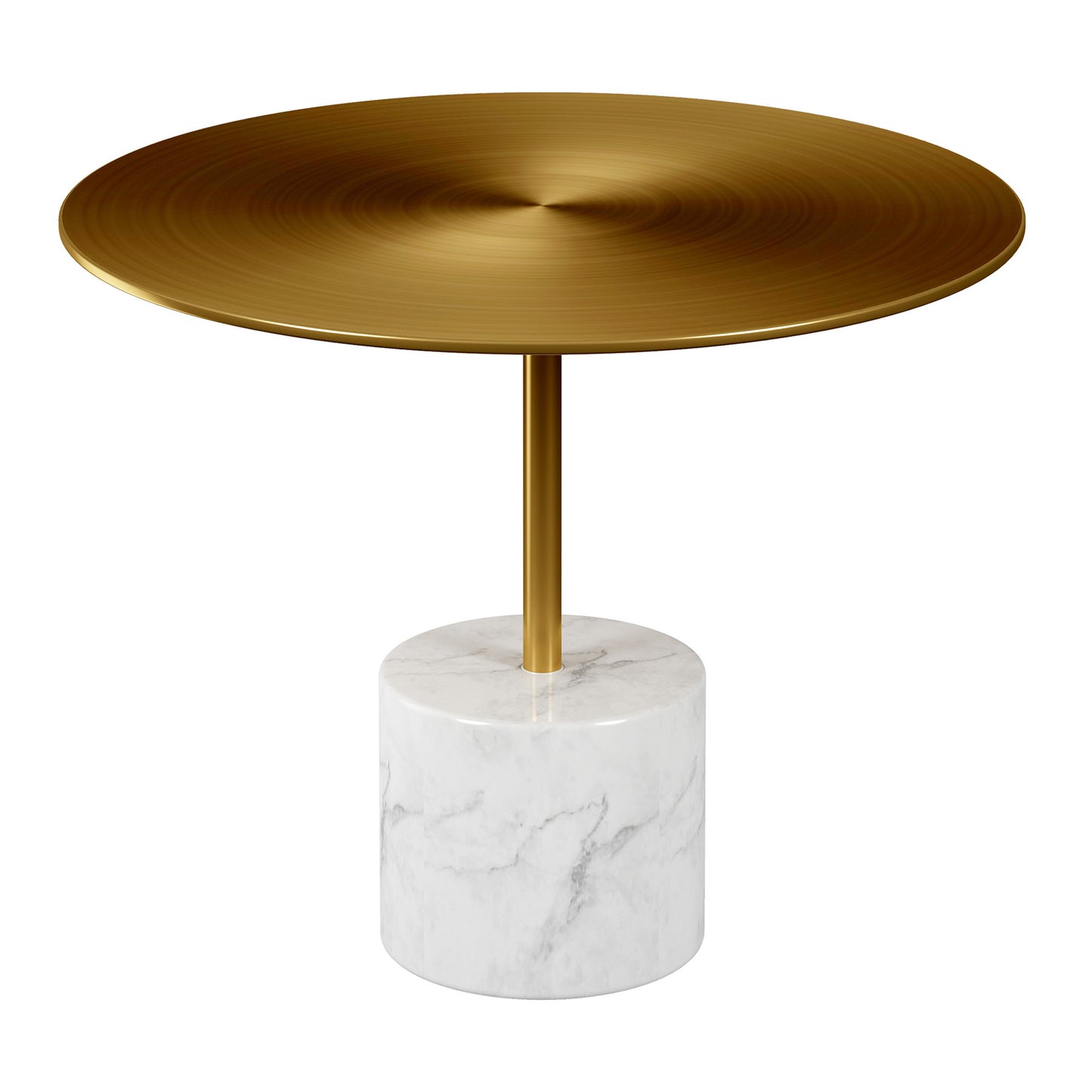 Gold & White Steel & Stone Round Coffee Table