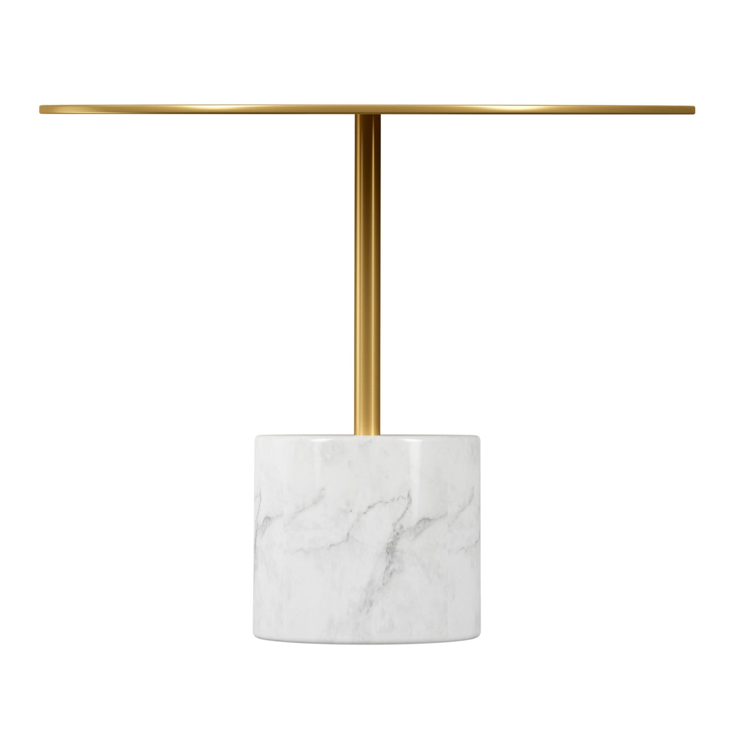 Gold & White Steel & Stone Round Coffee Table
