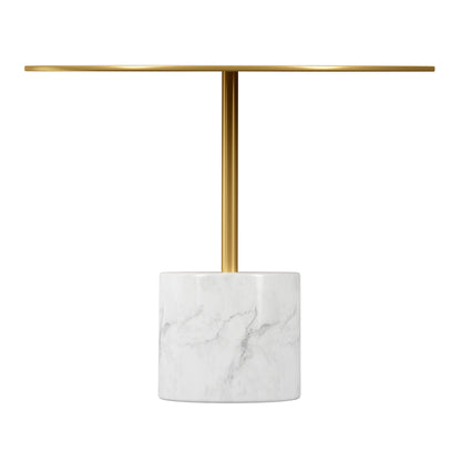 Gold & White Steel & Stone Round Coffee Table