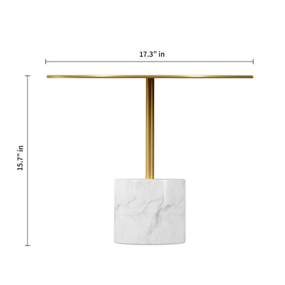Gold & White Steel & Stone Round Coffee Table image 7