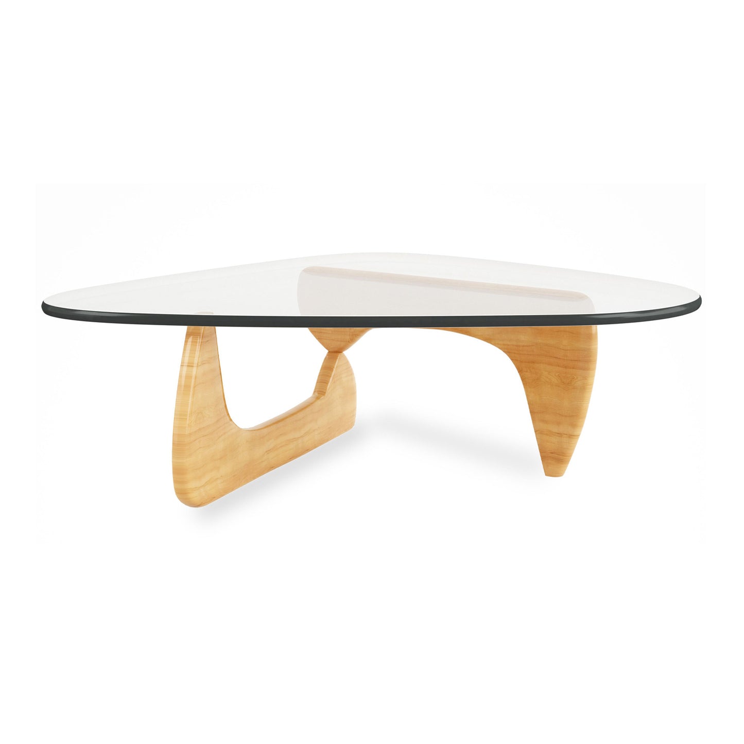 Clear & Natural Glass & Solid Wood Triangle Coffee Table