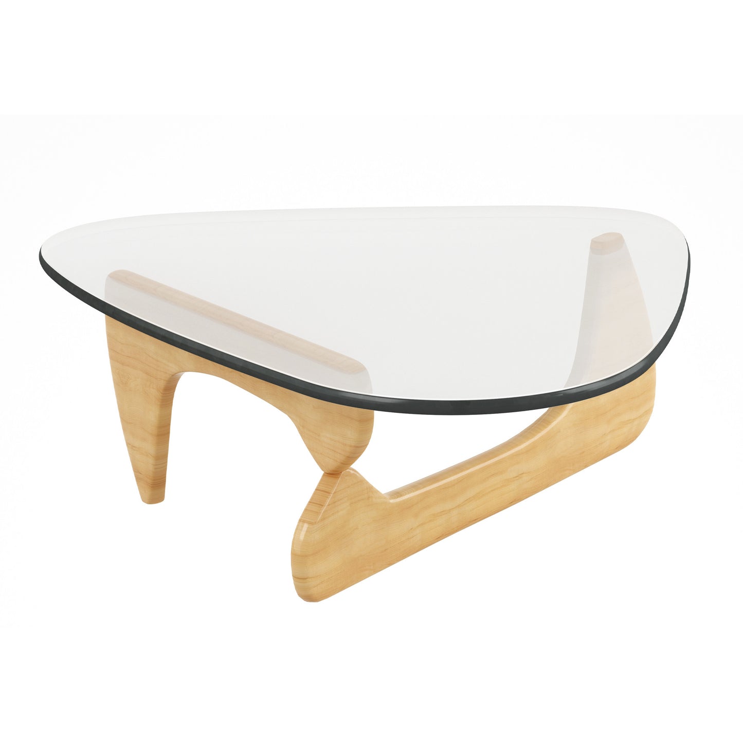 Clear & Natural Glass & Solid Wood Triangle Coffee Table image 5