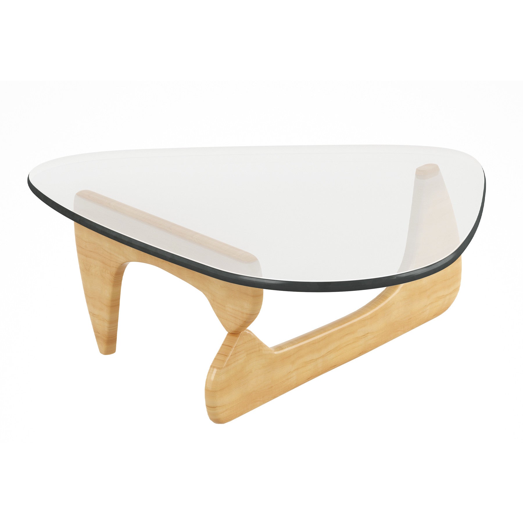 Clear & Natural Glass & Solid Wood Triangle Coffee Table image 5