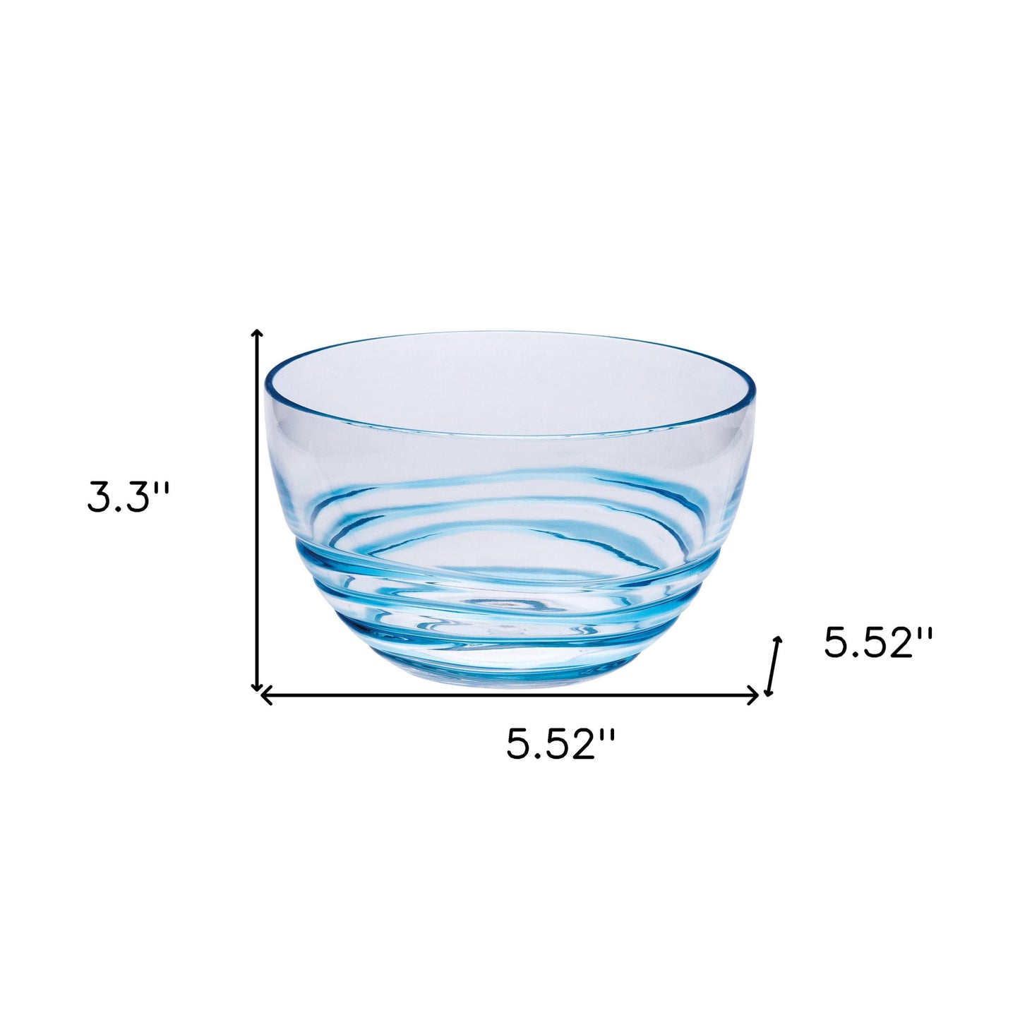 Clear and Blue 4-Piece Swirl Acrylic Set of 4 Bowl Set