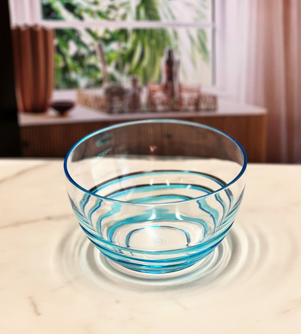 Clear and Blue 4-Piece Swirl Acrylic Set of 4 Bowl Set