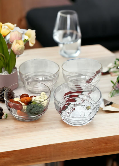 Clear 4-Piece Round Swirl Acrylic Set of 4 Bowl Set