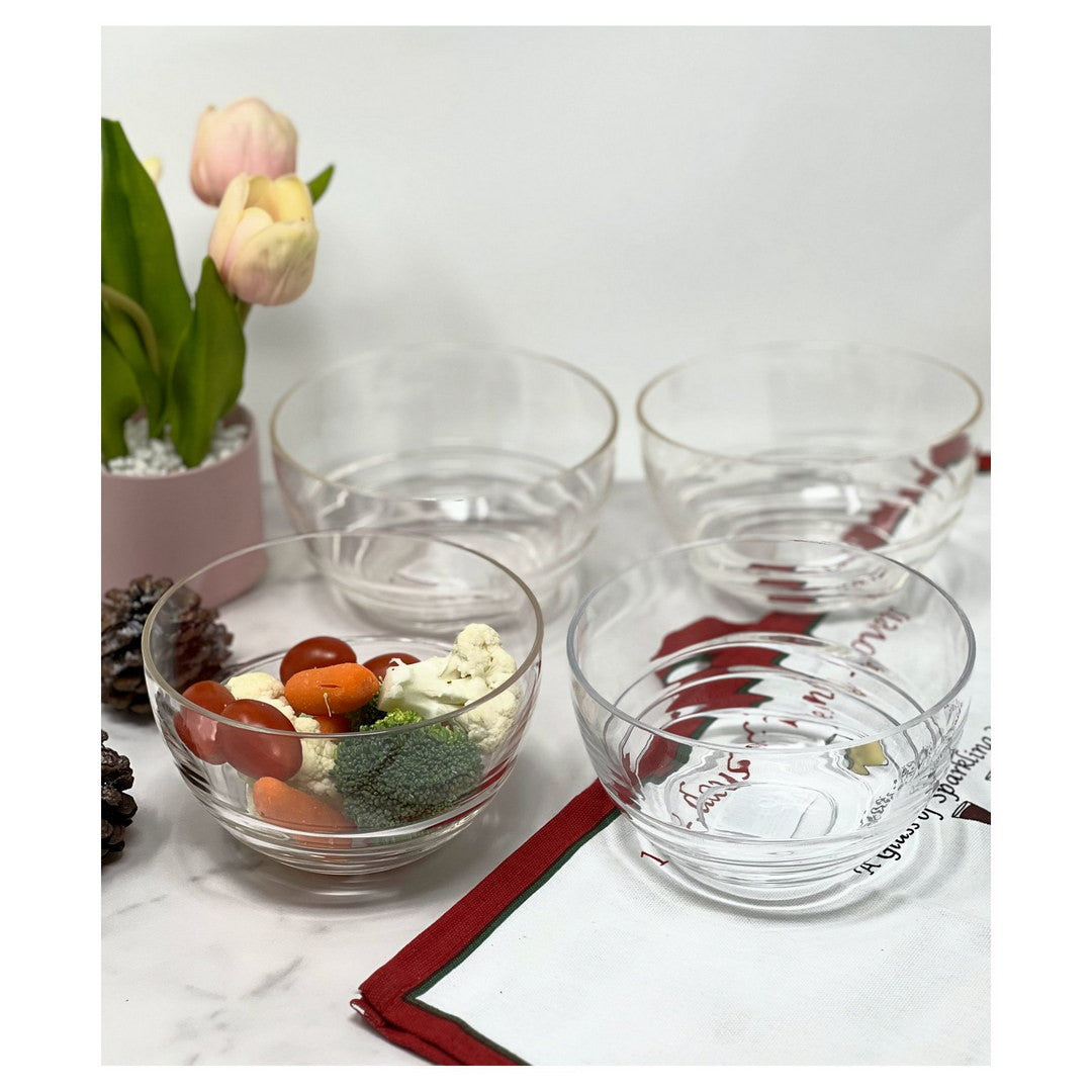 Clear 4-Piece Round Swirl Acrylic Set of 4 Bowl Set