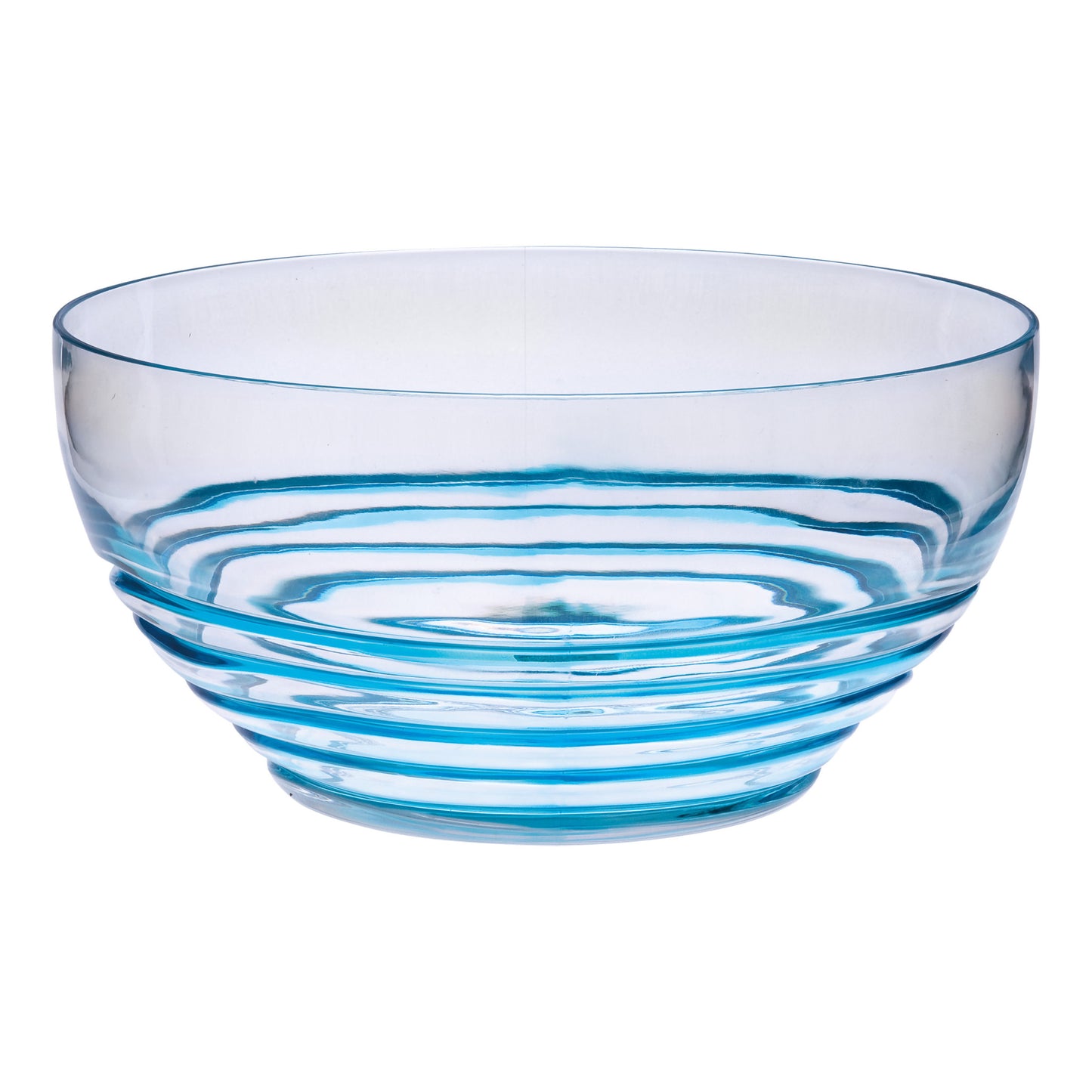 Clear and Blue Swirl Acrylic Round Salad Bowl