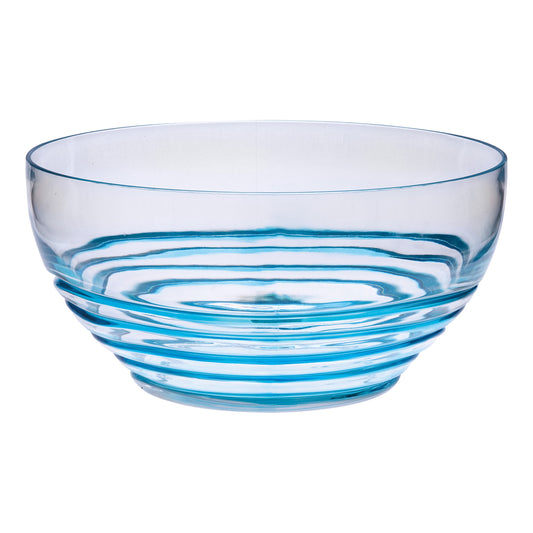 Clear and Blue Swirl Acrylic Round Salad Bowl