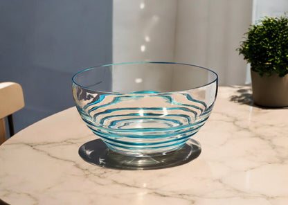 Clear and Blue Swirl Acrylic Round Salad Bowl