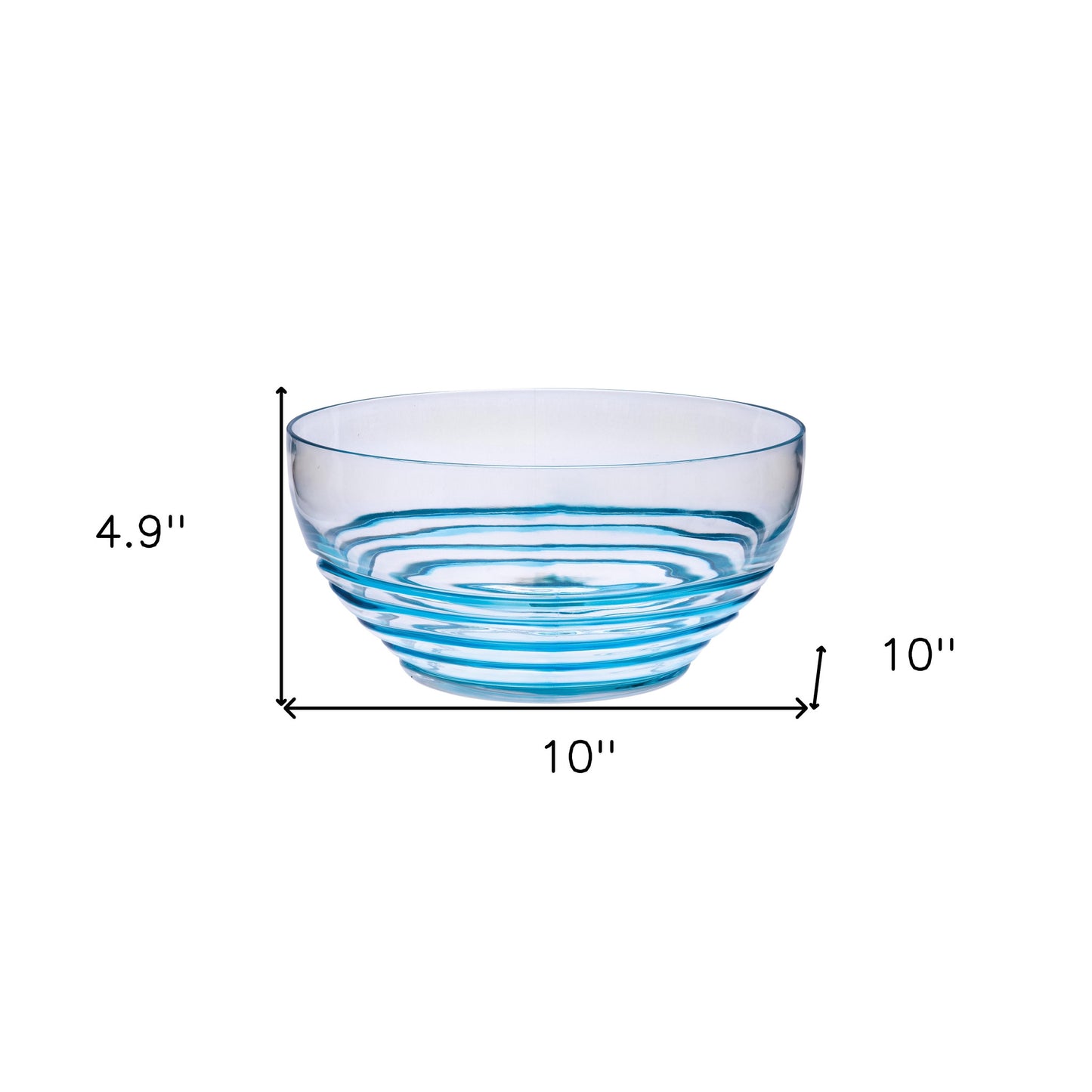 Clear and Blue Swirl Acrylic Round Salad Bowl