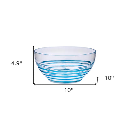 Clear and Blue Swirl Acrylic Round Salad Bowl