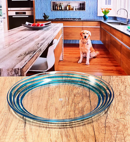 Blue 4-Piece Round Swirl Acrylic Set of 4 Salad Plate Set