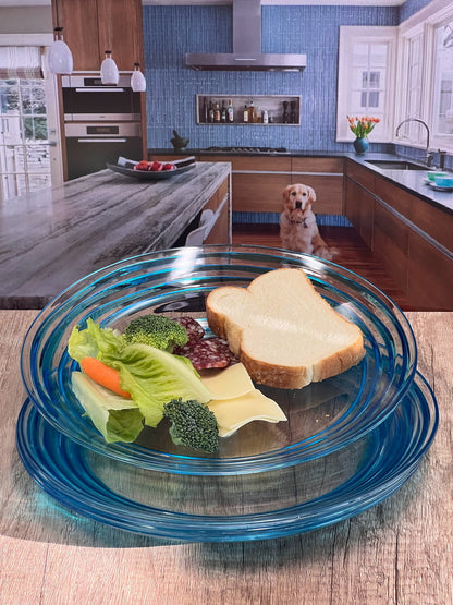 Clear and Blue 4-Piece Swirl Acrylic Set of 4 Dinner Plate Set