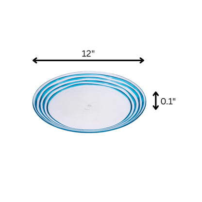 Clear and Blue 4-Piece Swirl Acrylic Set of 4 Dinner Plate Set