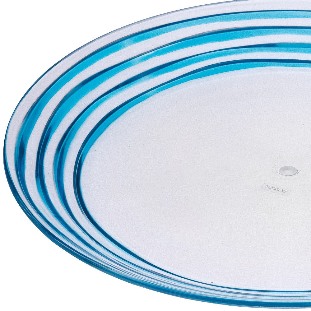 Clear and Blue 4-Piece Swirl Acrylic Set of 4 Dinner Plate Set
