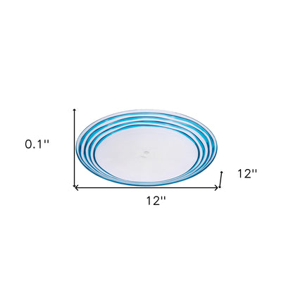 Clear and Blue 4-Piece Swirl Acrylic Set of 4 Dinner Plate Set