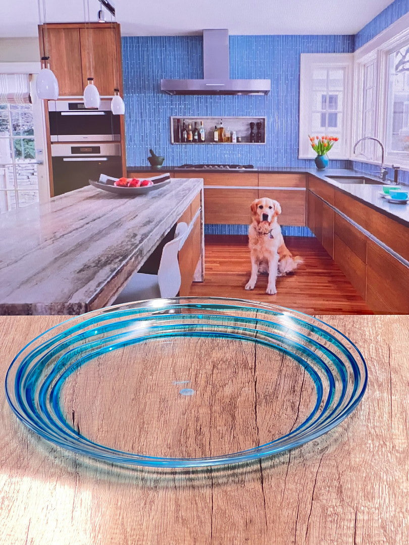 Clear and Blue 4-Piece Swirl Acrylic Set of 4 Dinner Plate Set