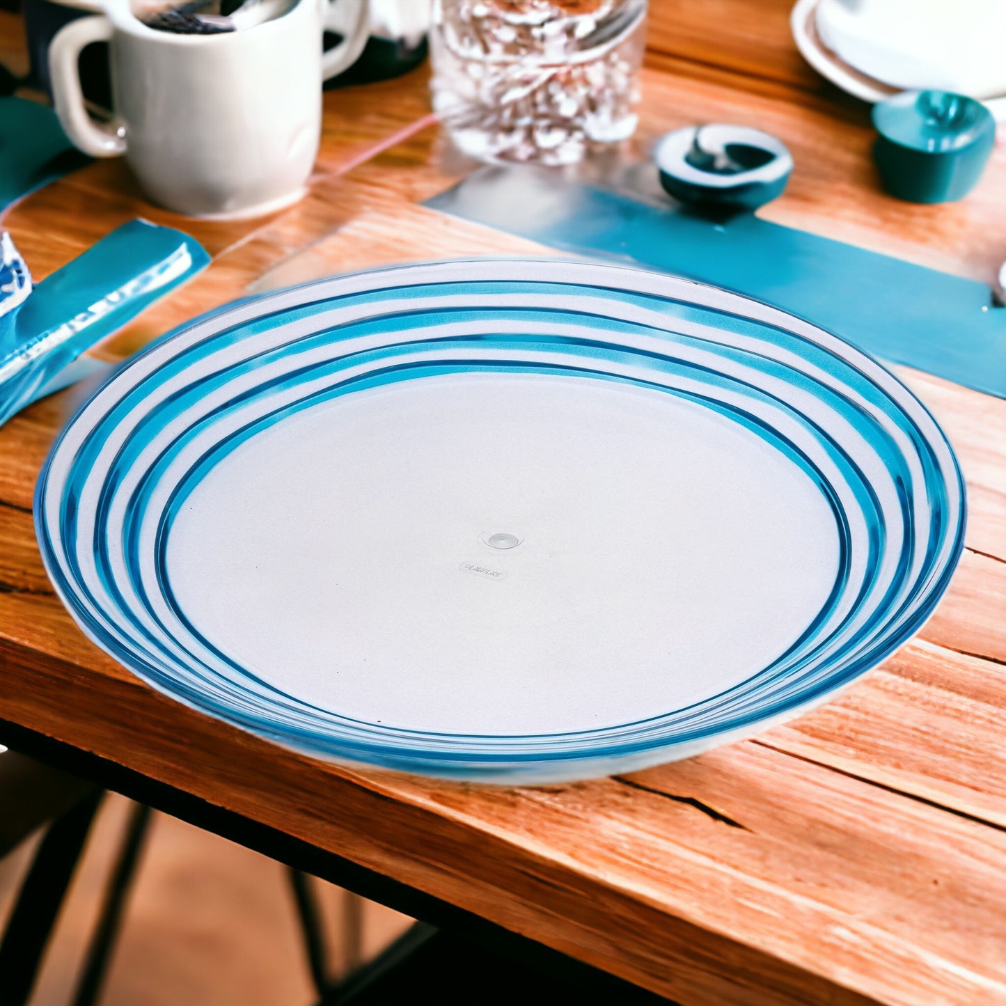 Clear and Blue 4-Piece Swirl Acrylic Set of 4 Dinner Plate Set