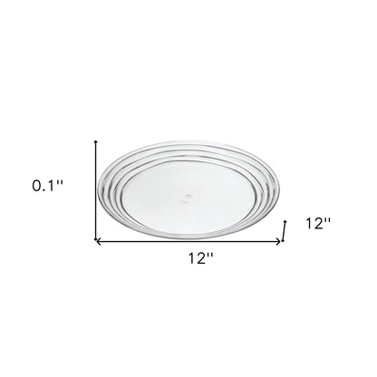 Clear 4-Piece Round Swirl Acrylic Set of 4 Dinner Plate Set