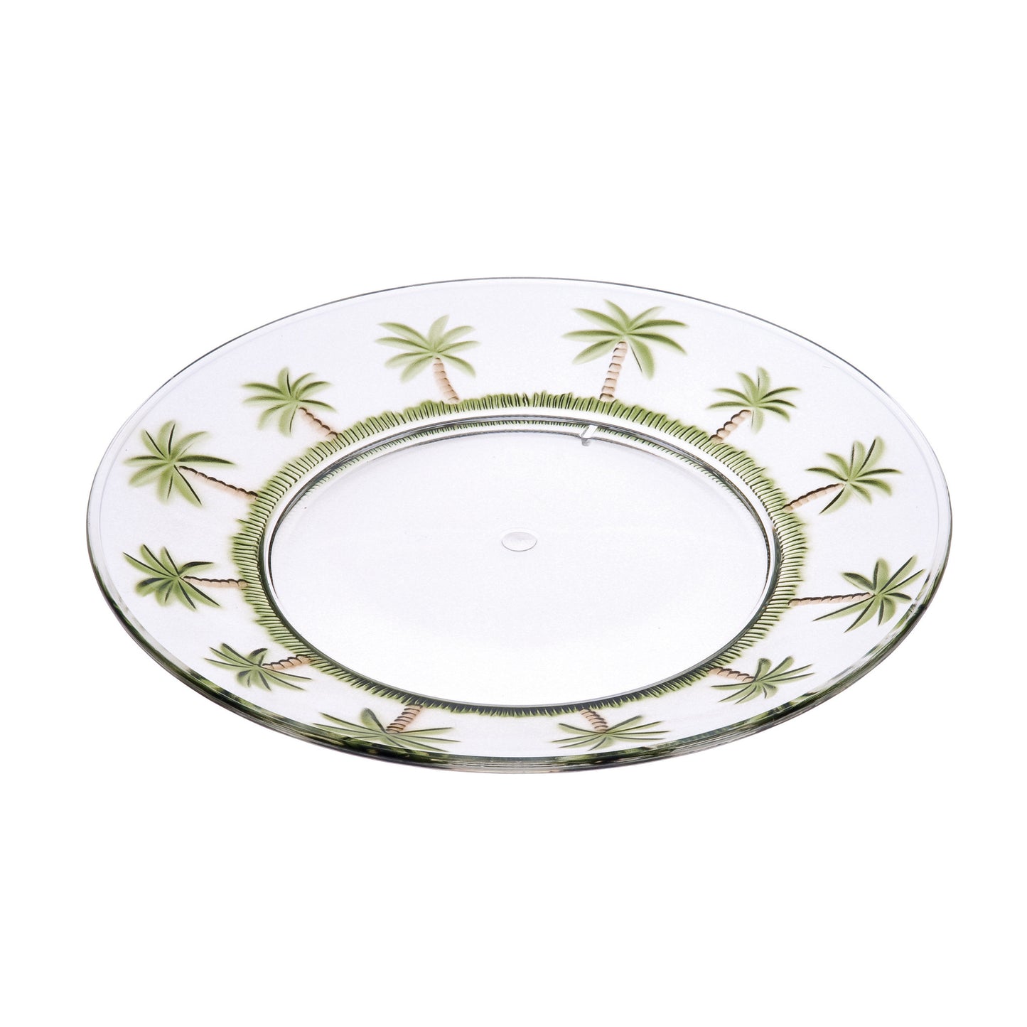 Clear and Green 4-Piece Palm Tree Acrylic Set of 4 Dinner Plate Set