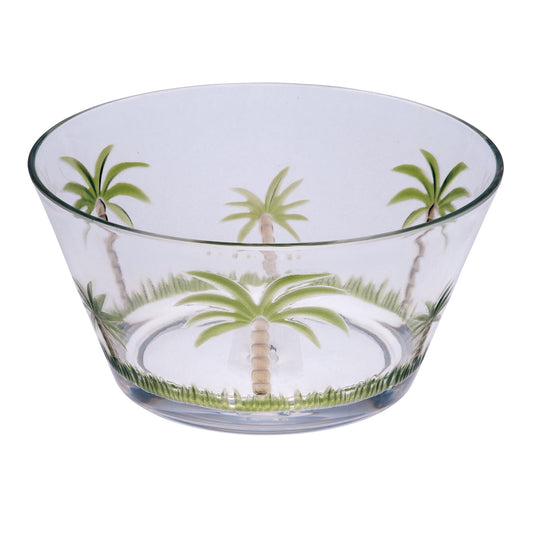 Clear and Green 4-Piece Palm Tree Acrylic Set of 4 Bowl Set