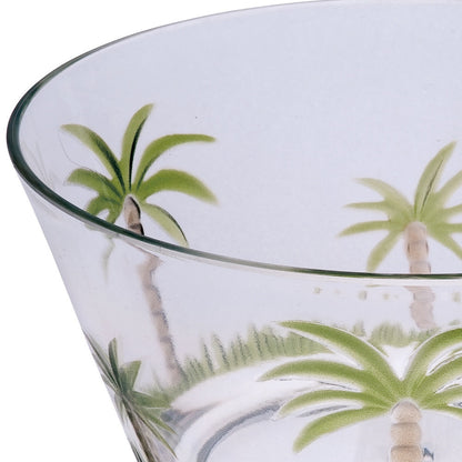 Clear and Green 4-Piece Palm Tree Acrylic Set of 4 Bowl Set