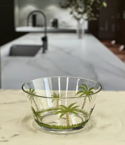 Clear and Green 4-Piece Palm Tree Acrylic Set of 4 Bowl Set
