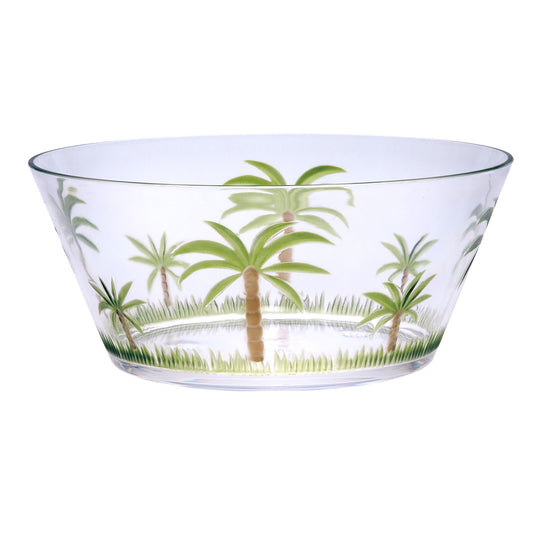 Clear and Green Palm Tree Acrylic Round Salad Bowl