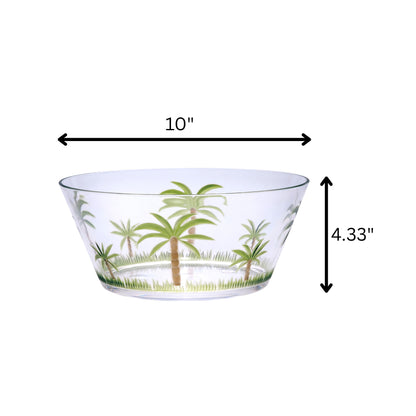 Clear and Green Palm Tree Acrylic Round Salad Bowl