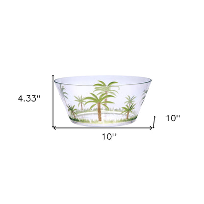Clear and Green Palm Tree Acrylic Round Salad Bowl