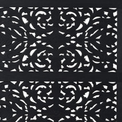 Carved Solid Wood King Black Bed