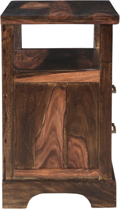 Dark Brown 2 Drawer Solid Wood Nightstand