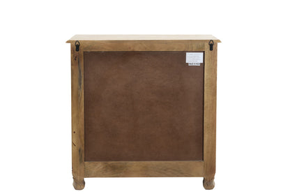 Distressed White 3 Drawer Floral Carved Nightstand
