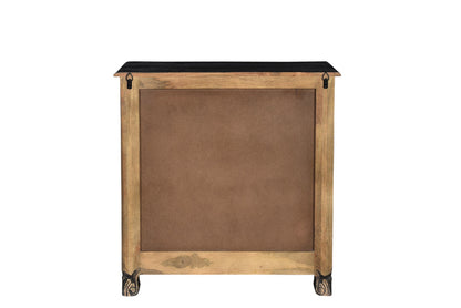 Distressed Black 3 Drawer Floral Carved Nightstand
