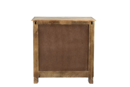 Distressed Gray 3 Drawer Floral Nightstand