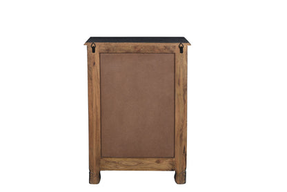 Distressed Black Carved Floral Nightstand