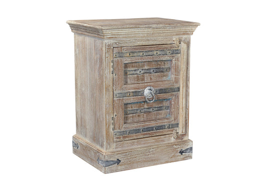 Distressed White Solid Wood Nightstand