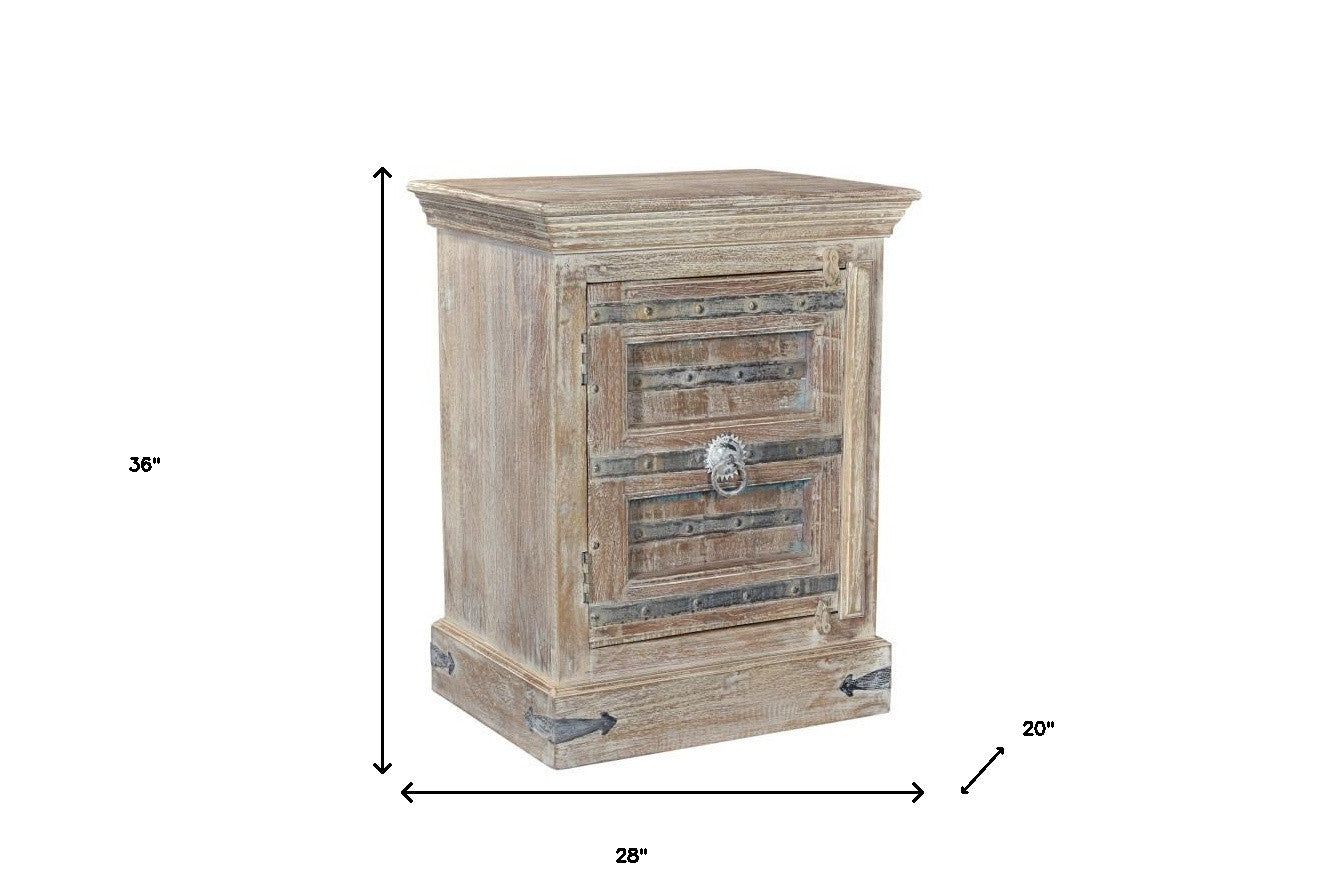 Distressed White Solid Wood Nightstand