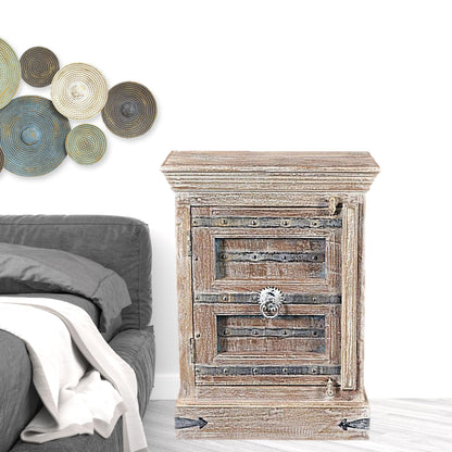 Distressed White Solid Wood Nightstand