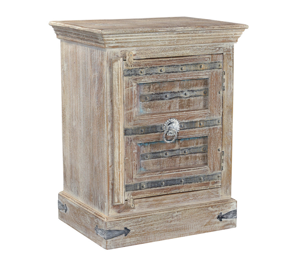 Distressed White Solid Wood Nightstand
