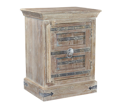 Distressed White Solid Wood Nightstand